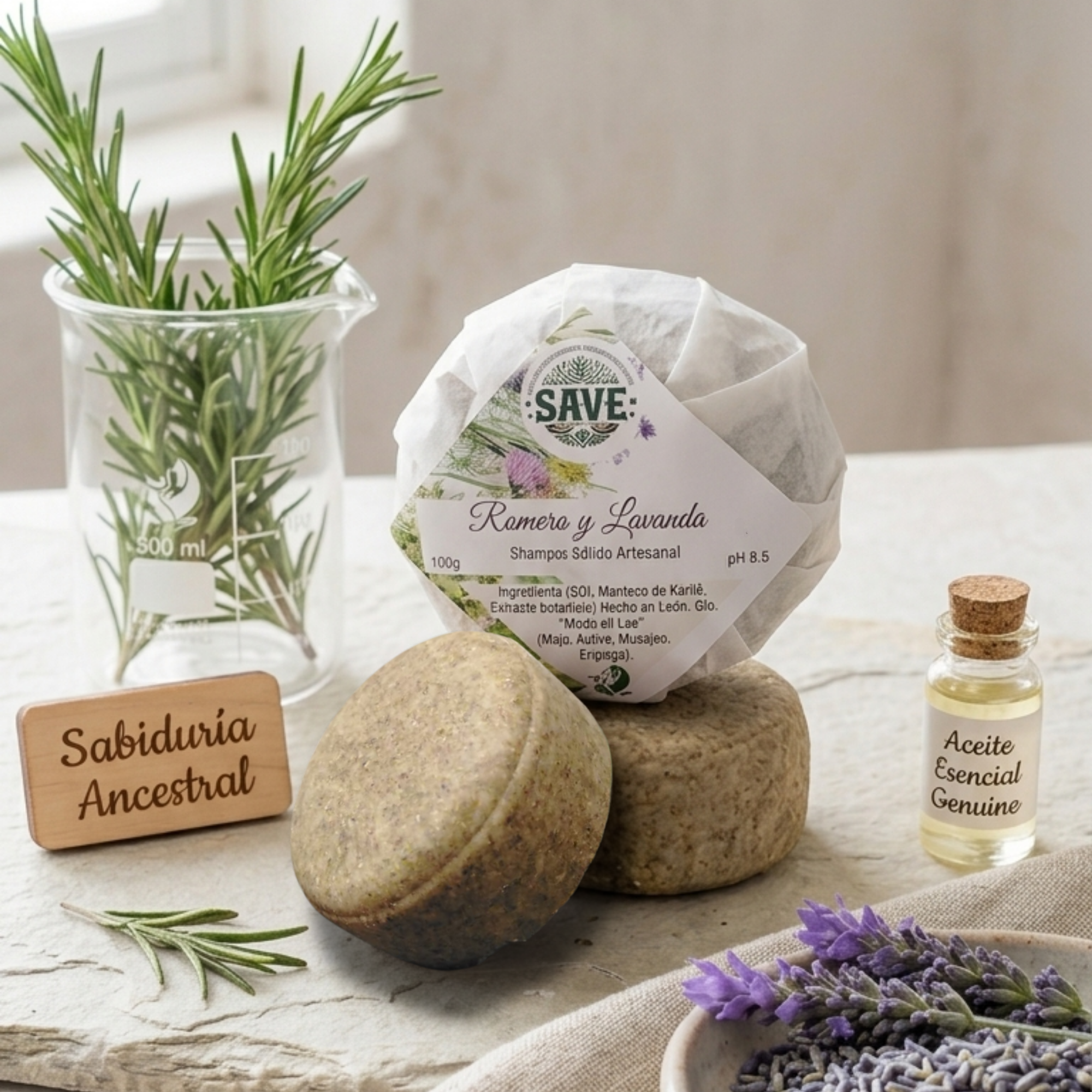 Shampoo Sólido: Equilibrio Ancestral (Romero, Vetiver y Eucalipto) 100gr