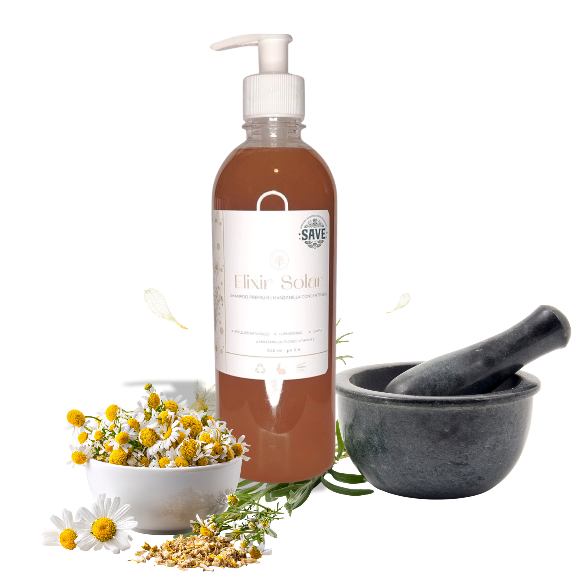 Shampoo Premium Elixir Solar - Manzanilla Concentrada & Ricino - 500ml