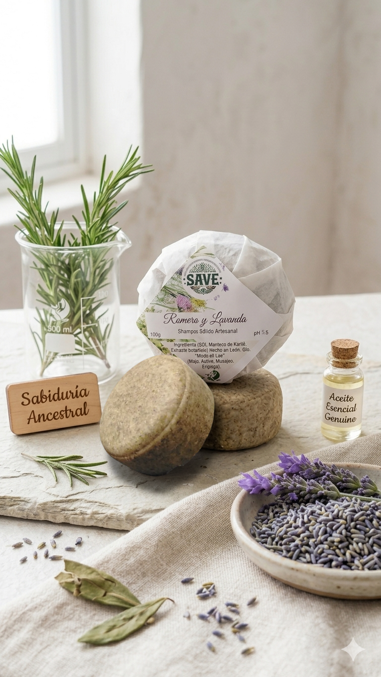 Shampoo Sólido: Equilibrio Ancestral (Romero, Vetiver y Eucalipto) 100g
