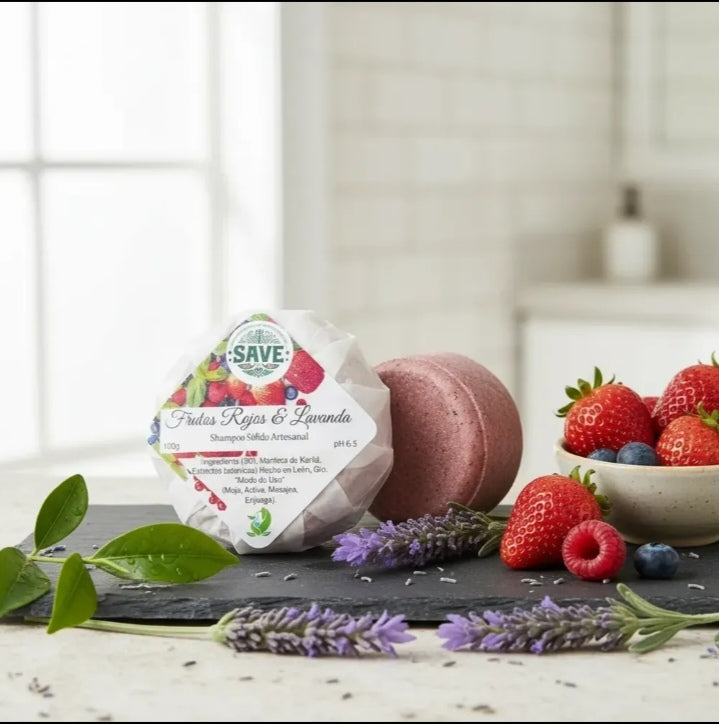 Shampoo Sólido-Frutos rojos y Lavanda 100gr