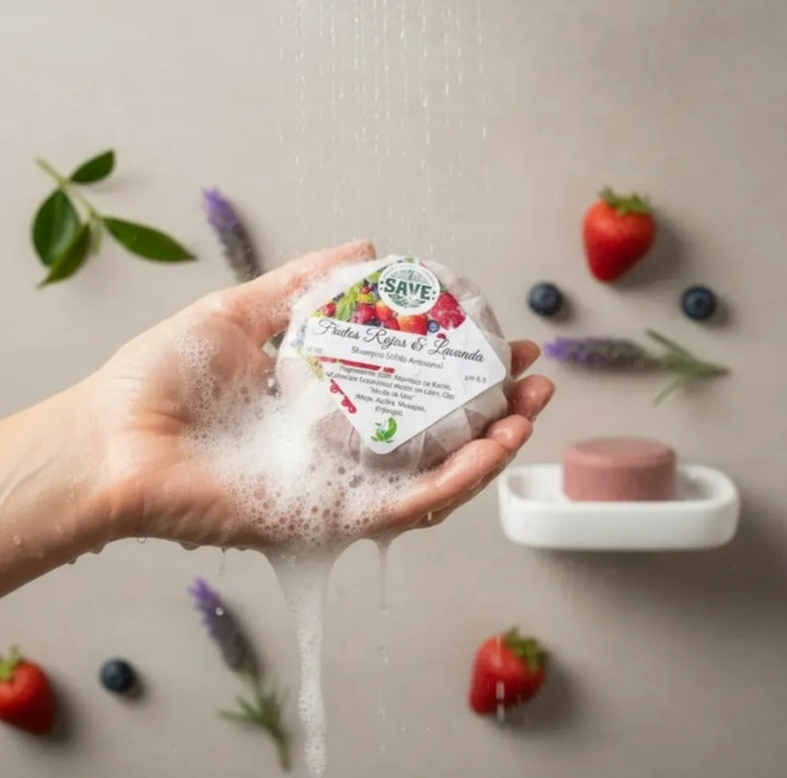 Shampoo Sólido-Frutos rojos y Lavanda 100gr